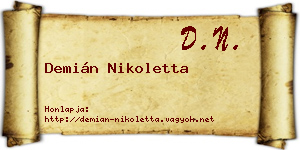 Demián Nikoletta névjegykártya